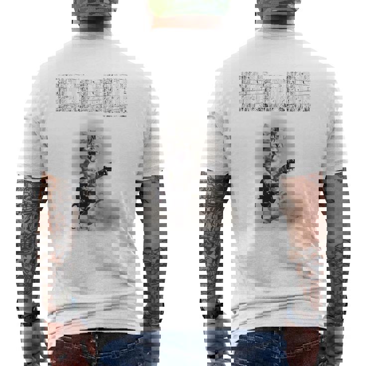 ニャーーーーと叫べ！ ロックな猫 キジトラ 子猫 バンド 長袖tシャツ メンズTシャツ バックプリント