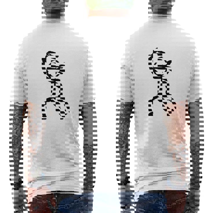 ヌンチャク棒人間クリップアートグラフィック 長袖tシャツ メンズTシャツ バックプリント