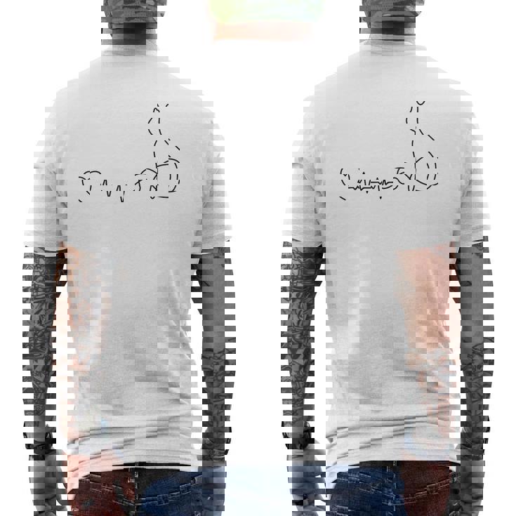 ネコ好きの心拍猫 メンズTシャツ バックプリント