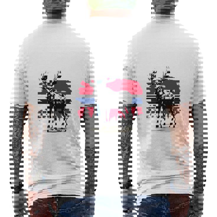 ノルウェー デザイン ヘラジカ ノルウェー国旗 自然 服装 北欧 長袖tシャツ メンズTシャツ バックプリント