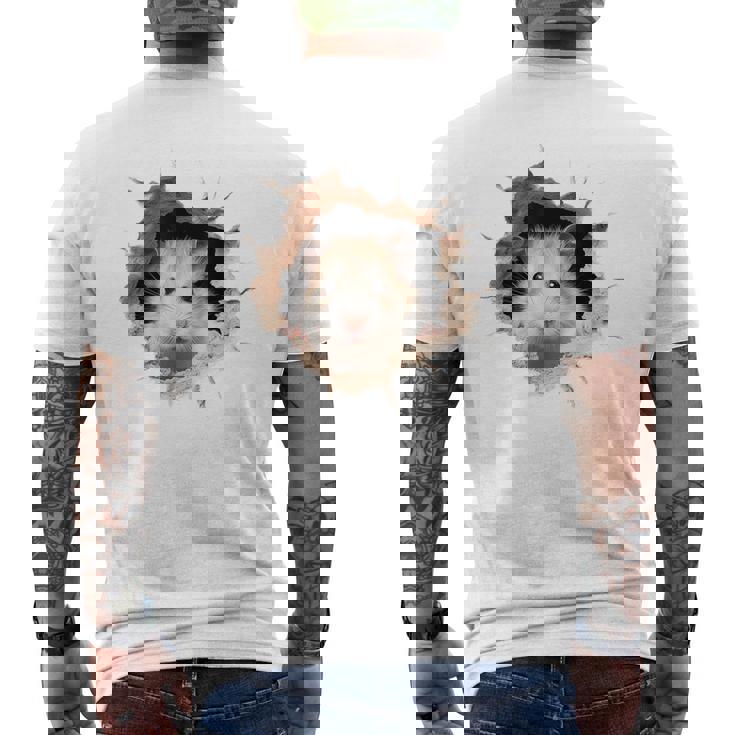 ハムスター アニマル柄 動物園 ポートレート イラスト 顔 ハムスター メンズTシャツ バックプリント