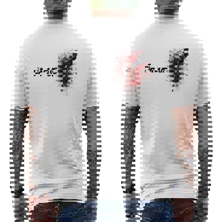 ハロウィンホラー血染み傷＆血傷元気です メンズTシャツ バックプリント