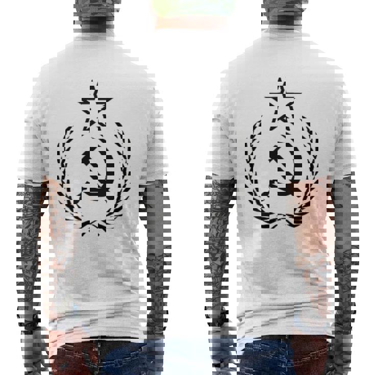 ハンマーと鎌 リース ソ連 ソビエト連邦 メンズTシャツ バックプリント