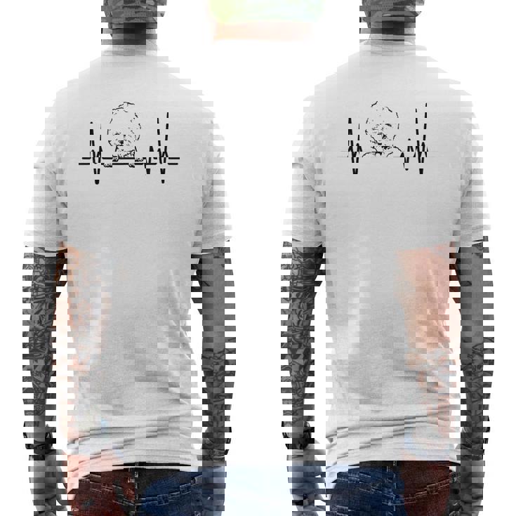 ハートビート ドッグ デザイン ビションフリーゼ メンズTシャツ バックプリント