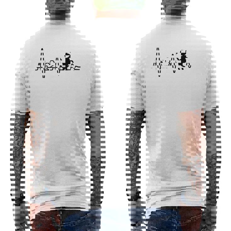 ハートビート 猫 猫好き ギフト 猫 Heartbeat Cat メンズTシャツ バックプリント