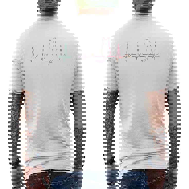 ハートビート 猫好き ねこ好き ネコ好き ハートビート猫 後ろ姿 猫の飼い主 おもしろ 可愛い ネコ 猫 ねこ 長袖tシャツ メンズTシャツ バックプリント