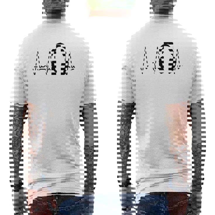 ハートビートヘッドホン メンズTシャツ バックプリント