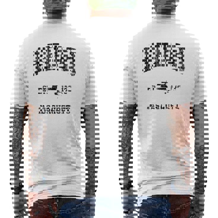 ハーバード マサチューセッツ Ma ビンテージ アスレチック ブラックスポーツデザイン メンズTシャツ バックプリント