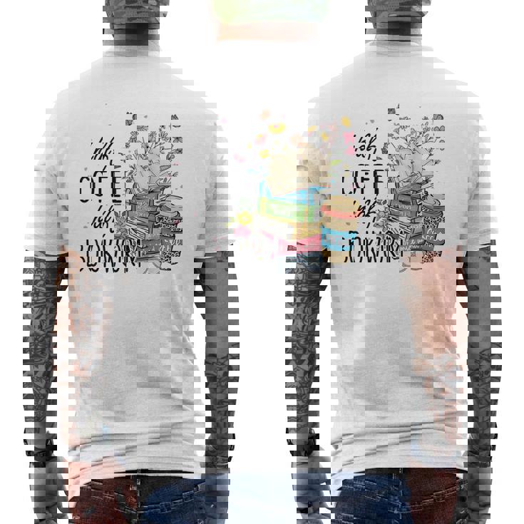 ハーフコーヒー ハーフブックワーム 読書本 コーヒーカップ メンズTシャツ バックプリント