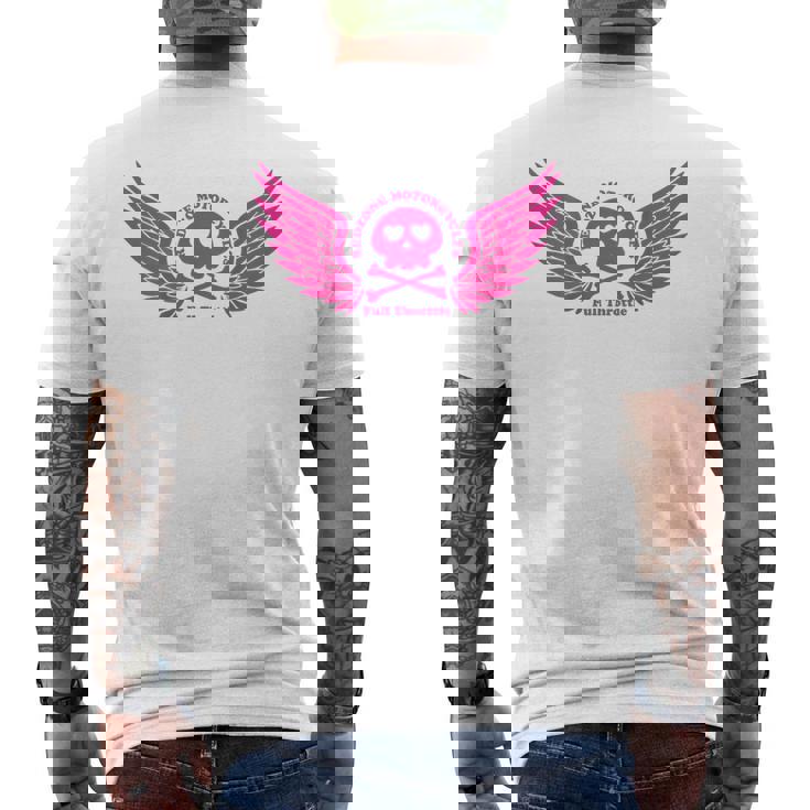 バイク おもしろ ドクロ 可愛い ハート オートバイ 羽ばたく翼 バックプリント 天使 メンズTシャツ バックプリント