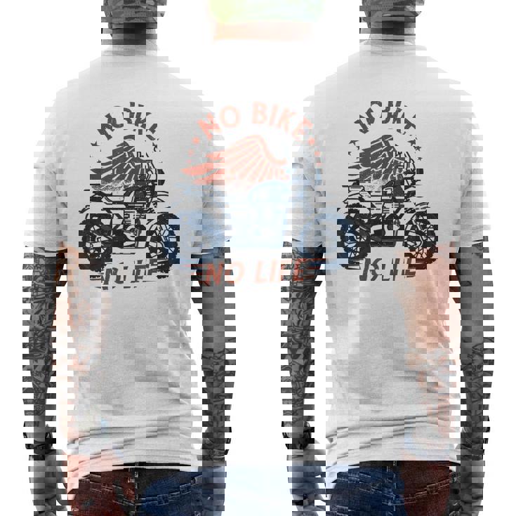 バイク 面白tシャツ No Bike No Life メンズ オートバイ モーターサイクル おもしろ ツーリング 服 メンズTシャツ バックプリント