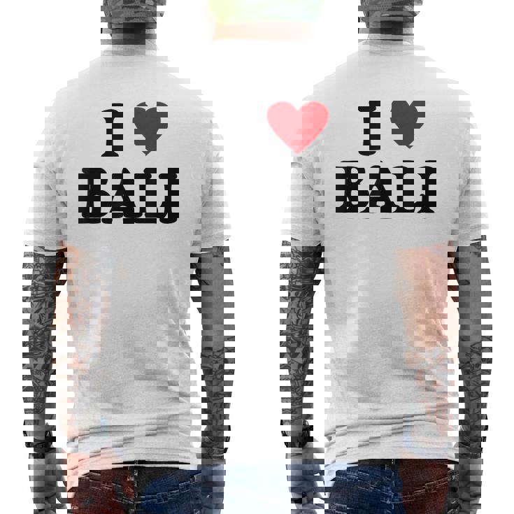 バケーションアイランドハート-ファニーアイラブバリ メンズTシャツ バックプリント