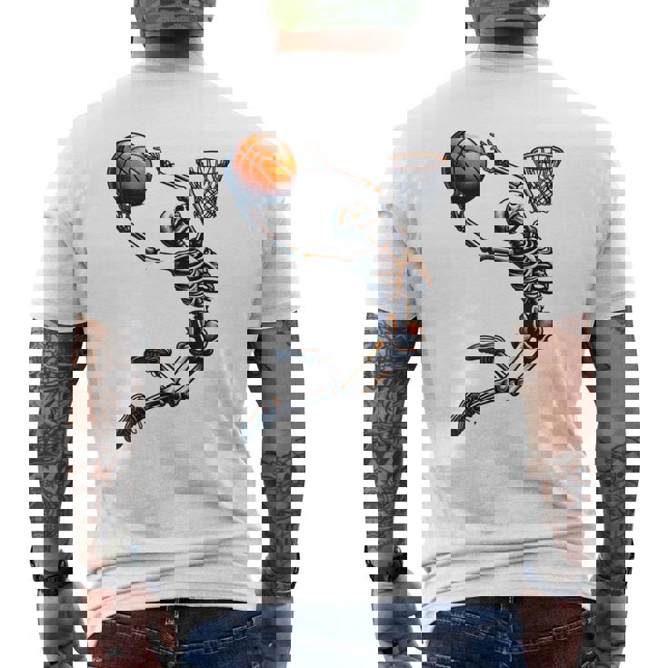 バスケットボール スケルトン ハロウィン 男性 男の子 バスケットボール ハロウィン メンズTシャツ バックプリント