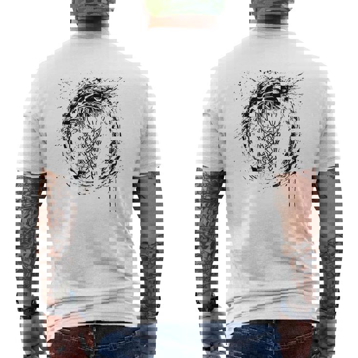 バスケットボールフープグラフィティレジャースポーツ メンズTシャツ バックプリント