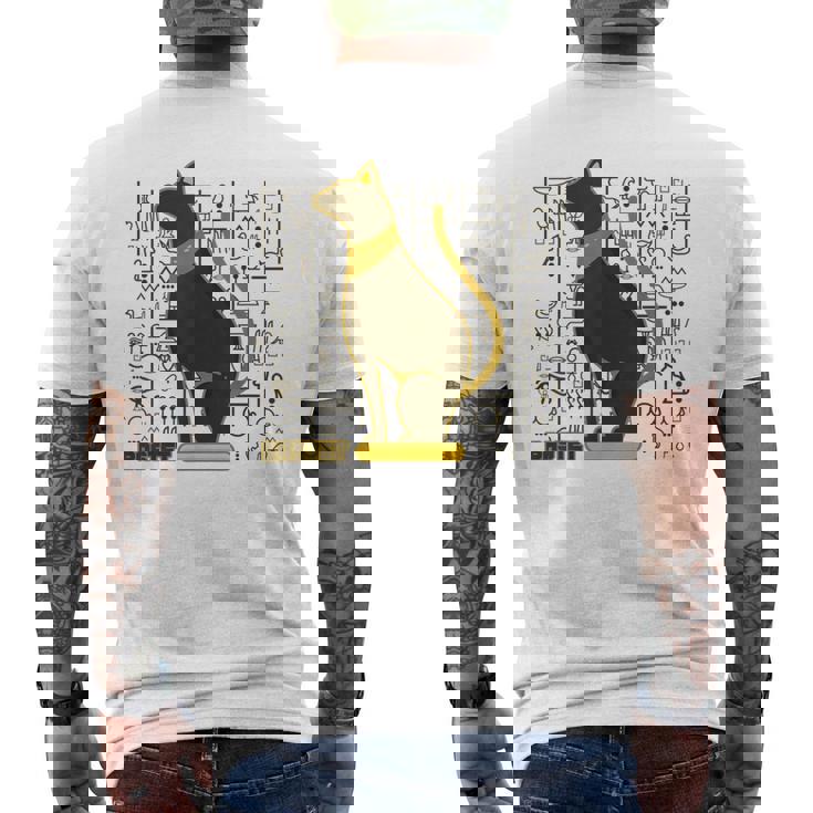 バステット 古代エジプトの猫 神 ヒエログリフ グラフィックアート愛好家 メンズTシャツ バックプリント