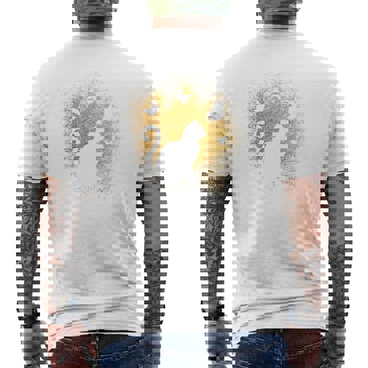 バックプリントの猫のシルエット メンズTシャツ バックプリント