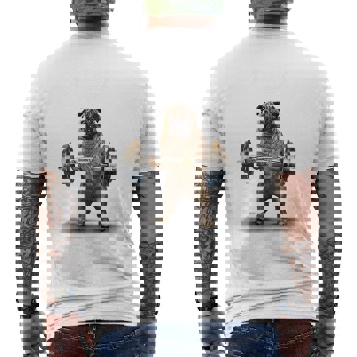 パグ の 筋トレ ついてこれないなら家に帰れ いぬ 犬 メンズTシャツ バックプリント