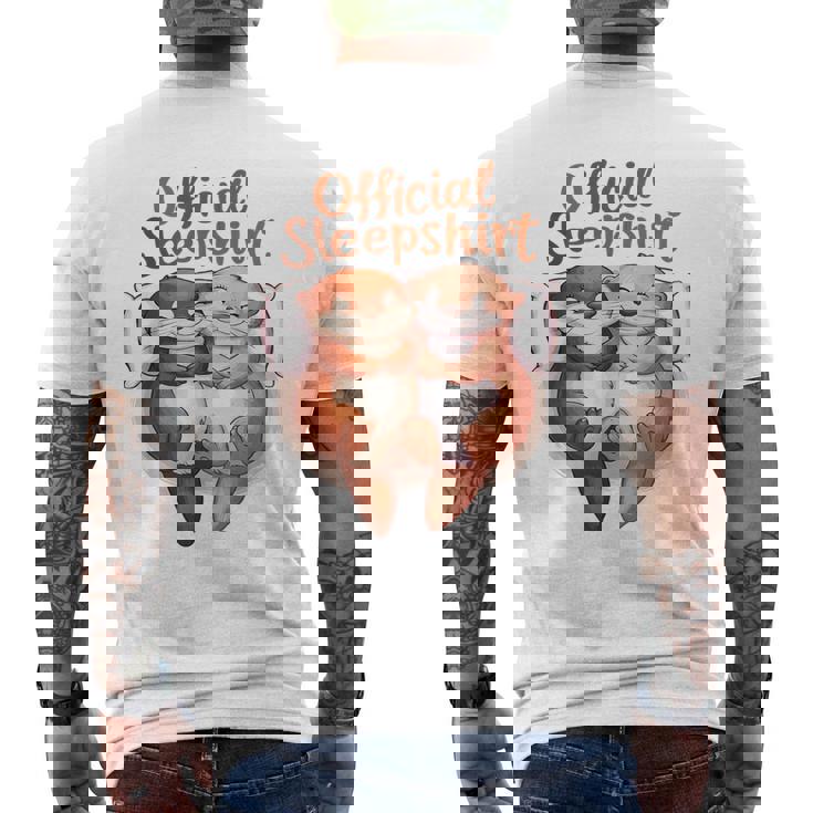 パジャマ バレンタイン カワウソ ラブ メンズTシャツ バックプリント