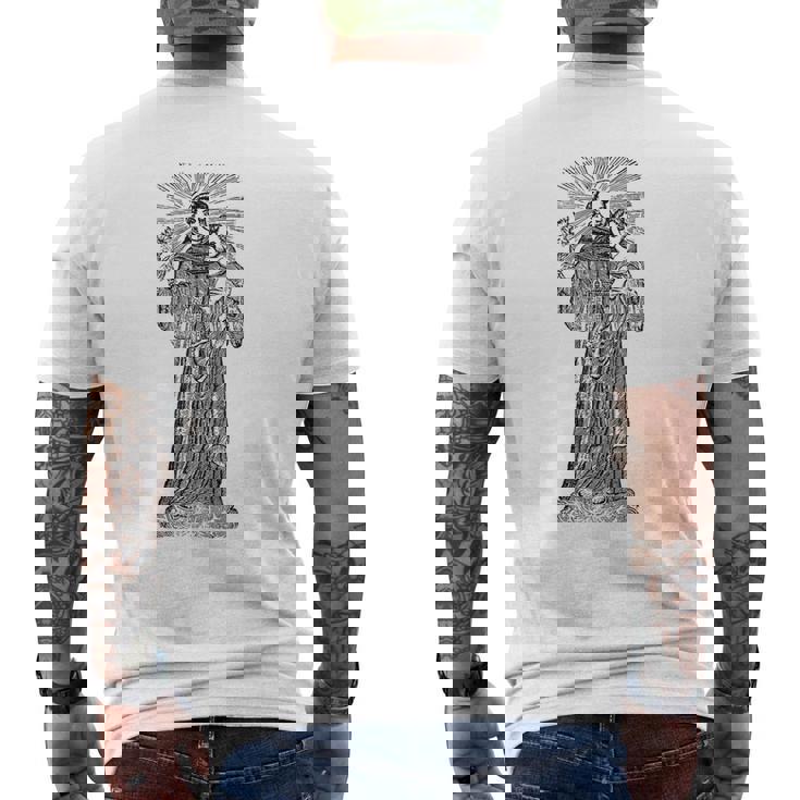 パドヴァの聖アンソニー 赤ちゃん イエス ヴィンテージ カトリック 守護聖人 メンズTシャツ バックプリント