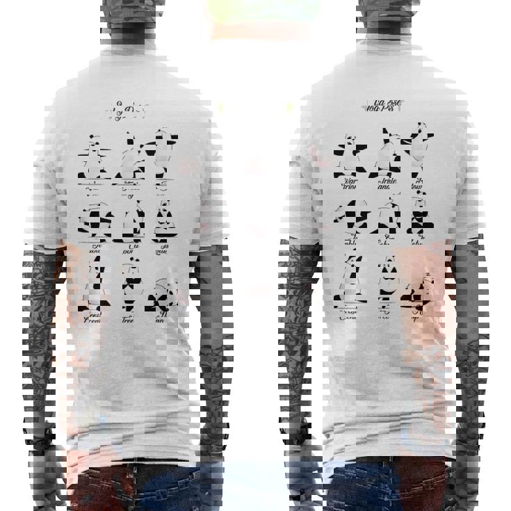 パンダヨガポーズ、パンダは異なるヨガポジションを作ります。 メンズTシャツ バックプリント