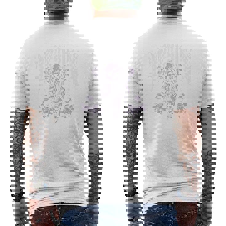 ヒップホップ アーバン ヴィンテージ エッジの効いた Y2k Hip Hop バックプリント ストリートウェア スカル メンズTシャツ バックプリント