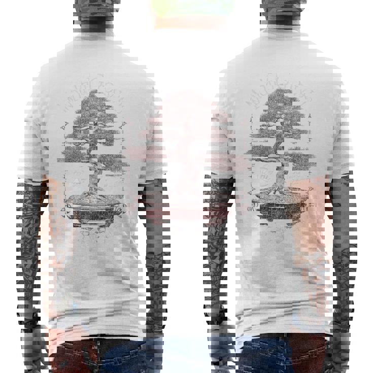 ヒップホップ アーバン ヴィンテージ エッジの効いた Y2k バックプリント ストリートウェア 盆栽 メンズTシャツ バックプリント