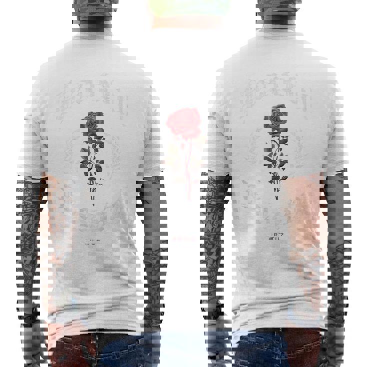 ヒップホップ アーバン ヴィンテージ ヒップスター Y2k バックプリント ストリートウェア ローズ メンズTシャツ バックプリント