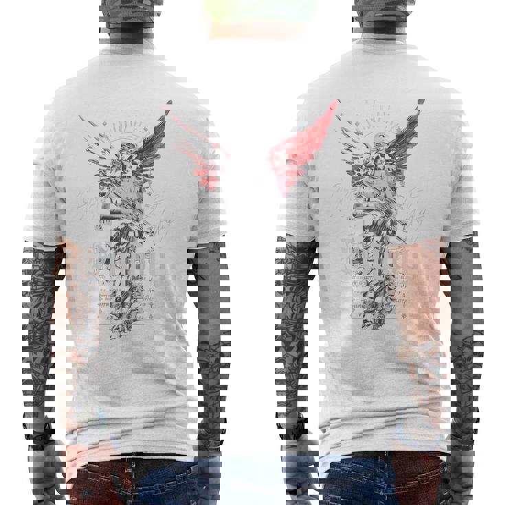 ヒップホップ ヴィンテージ エッジー アーバン Y2k バックプリント ストリートウェア エンジェル メンズTシャツ バックプリント