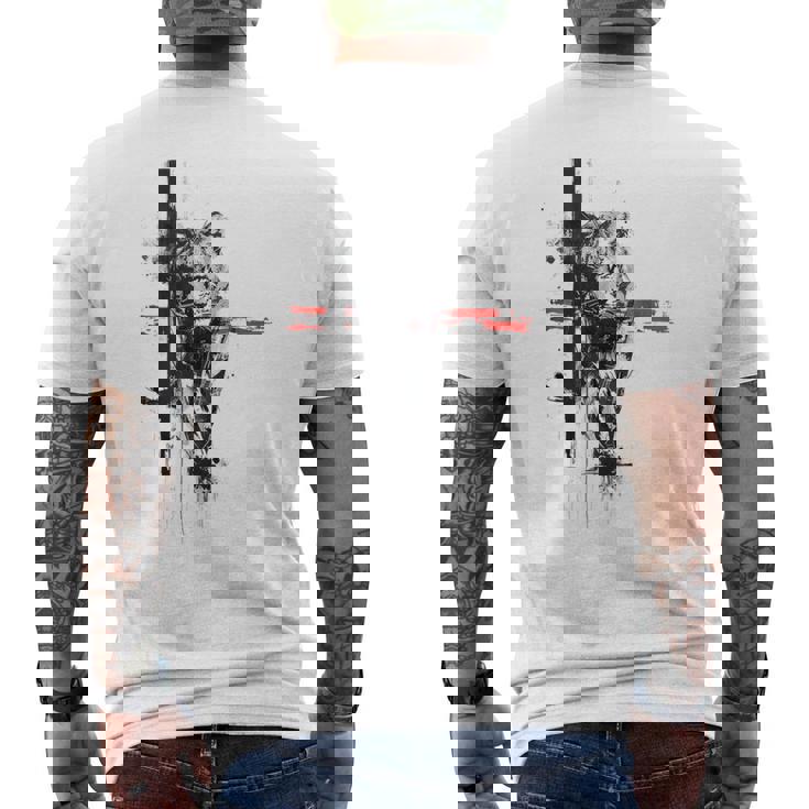 ヒョウ 動物 抽象 グラフィック 描画 絵画 ヒョウ メンズTシャツ バックプリント