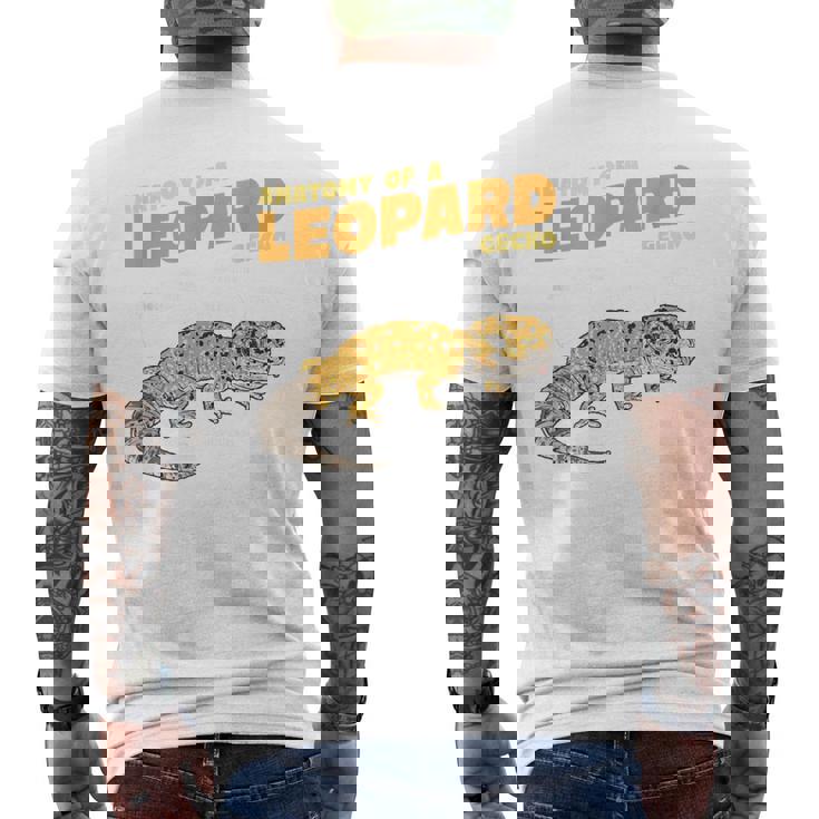ヒョウ爬虫類ヤモリの解剖学 メンズTシャツ バックプリント
