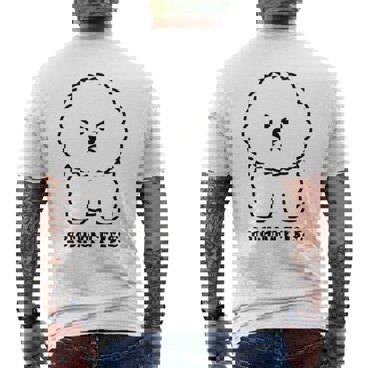ビションフリーゼ 犬 怒る かわいい おもしろ イラスト シンプル 簡単 Bichon Frise 長袖tシャツ メンズTシャツ バックプリント