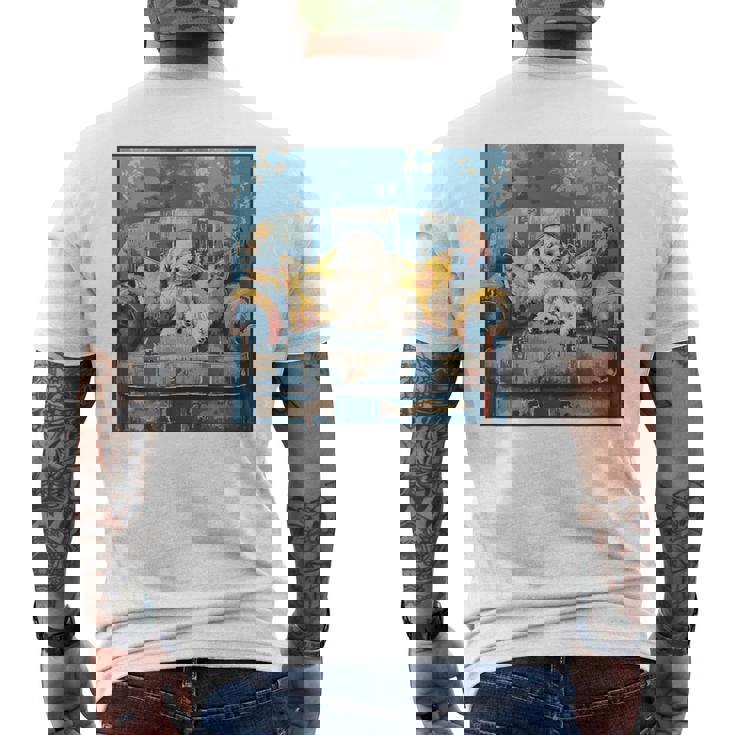 ビション・フリーゼ 音楽愛好家 絵画 犬 メンズTシャツ バックプリント