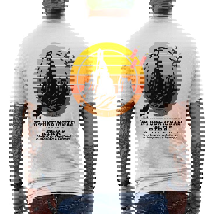 ビッグサンダーマウンテン鉄道、ワイルドトレインライド、西 メンズTシャツ バックプリント