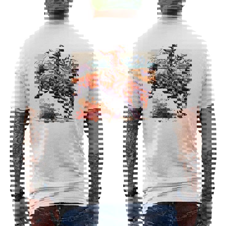 ビンテージ カウボーイ ロデオ ブロンコ ウエスタン 乗馬 カントリー メンズ メンズTシャツ バックプリント