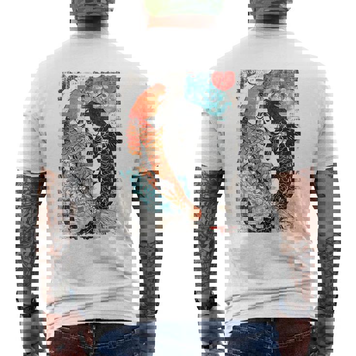 ビンテージ グラフィティ 錦鯉 魚 鯉 長袖tシャツ メンズTシャツ バックプリント