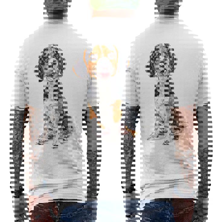 ビーグル 犬 モチーフ ペット イラスト ビーグル メンズTシャツ バックプリント