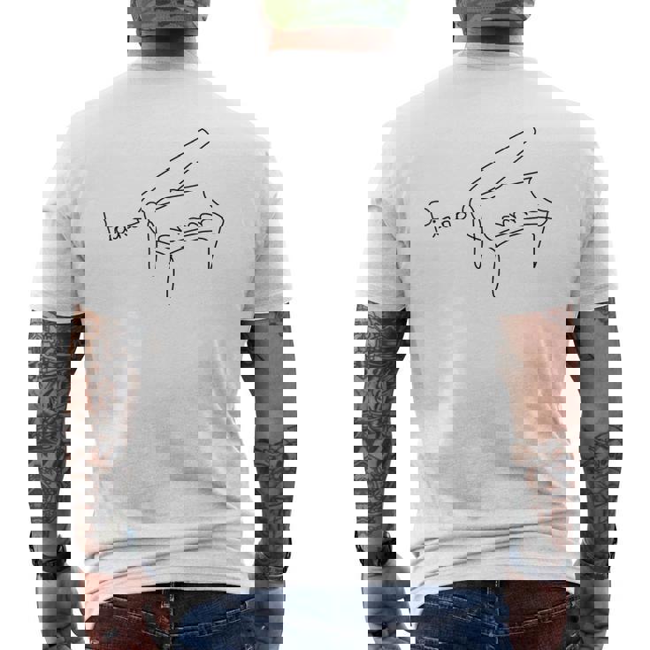 ピアニスト デザイン ワンライン グランドピアノ メンズTシャツ バックプリント