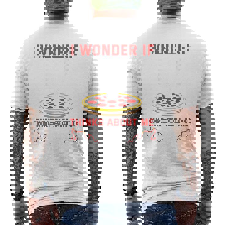 バックプリント ピザも私のことを考えているのかな メンズTシャツ バックプリント