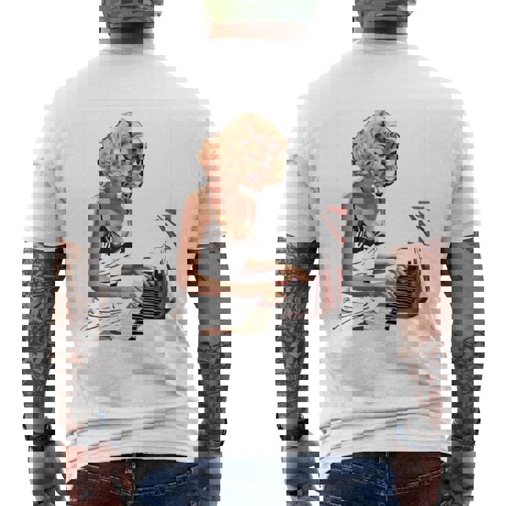 ピンナップガール ピアノ ピアニスト ヴィンテージ 長袖tシャツ メンズTシャツ バックプリント