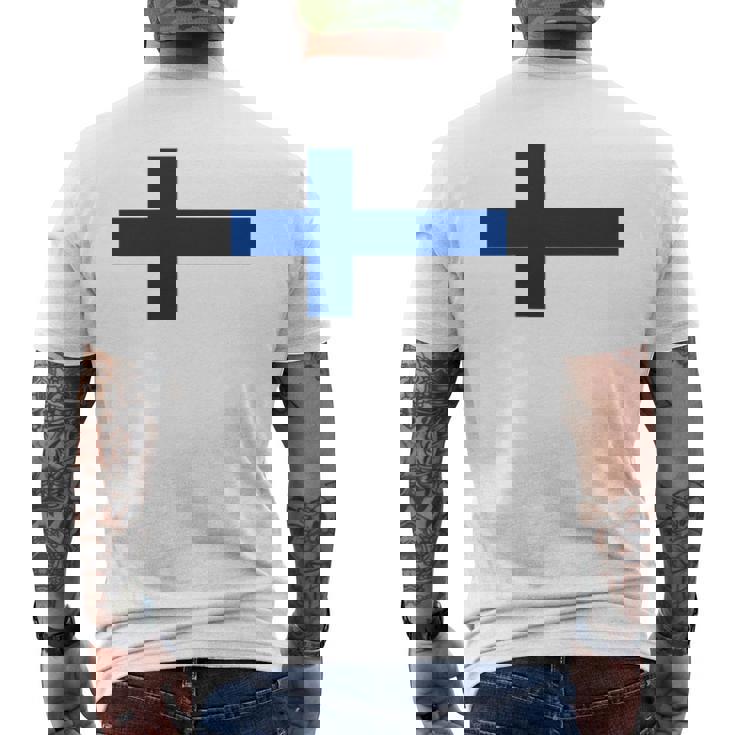 フィンランド国旗 ノルディック クロス メンズTシャツ バックプリント