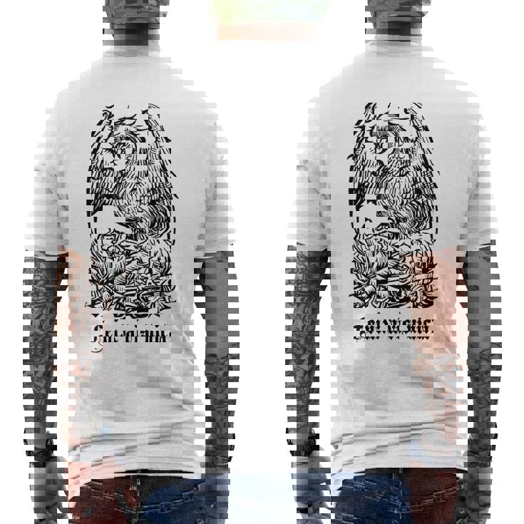 フェニックス。神話の鳥。灰から生まれ変わる。 メンズTシャツ バックプリント