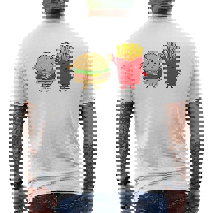 フライドポテト ハンバーガー チーズバーガー 友達 ファストフード フライドポテト メンズTシャツ バックプリント