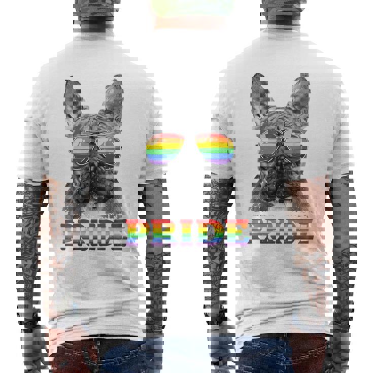 フレンチブルドッグ ゲイプライド Lgbt レインボーフラッグ サングラス Lgbtq メンズTシャツ バックプリント