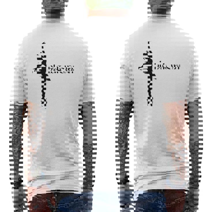 ブラックスワンレイクバレエバレリーナポワントダンスダンサーグラフィック メンズTシャツ バックプリント