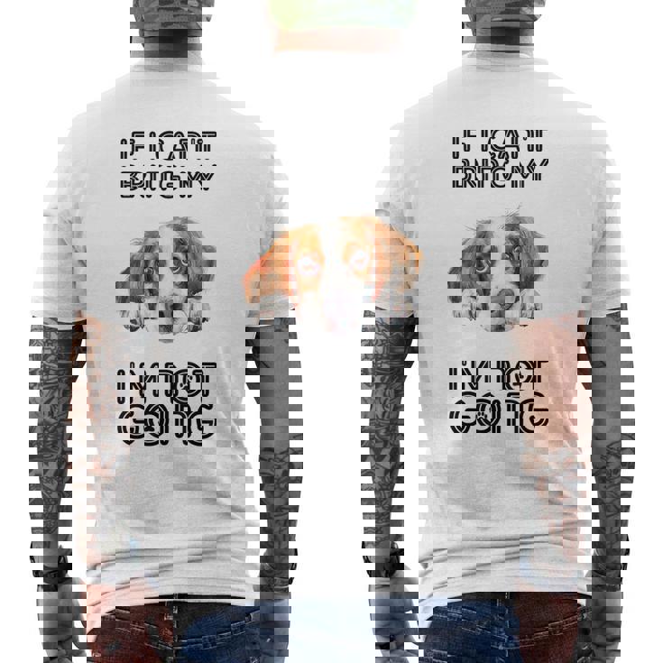 ブリタニー・スパニエル犬を連れて行けないなら行かない メンズTシャツ バックプリント