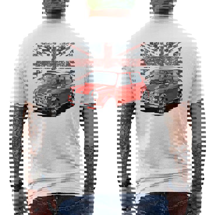 ブリティッシュクラシックカー レッドミニスポーツカー メンズTシャツ バックプリント