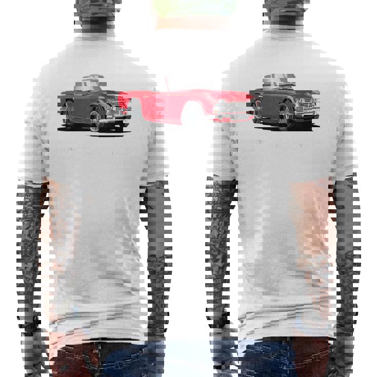 ブリティッシュクラシックスポーツカー トライアンフ Tr4 メンズTシャツ バックプリント