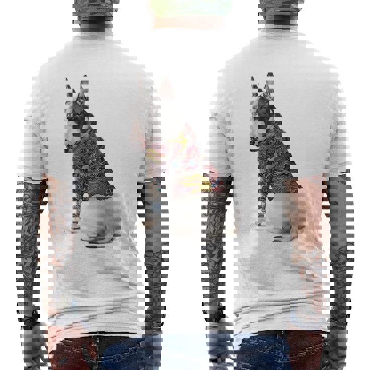 ブルテリア犬 日本龍 タトゥー入り イレズミ メンズTシャツ バックプリント