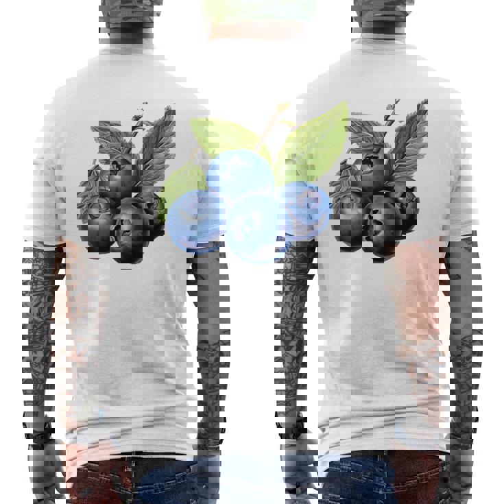 ブルーベリー愛好家のためのブルーベリーデザイン メンズTシャツ バックプリント