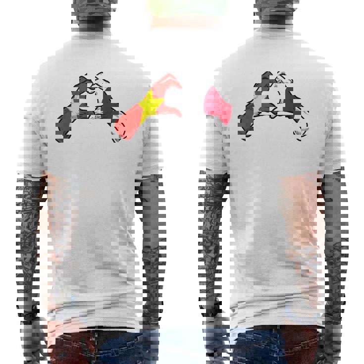 ベトナム日本国旗 ベトナムの日本のハート メンズTシャツ バックプリント
